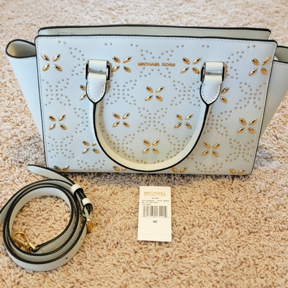 Michael Kors Selma Satchel Optic White